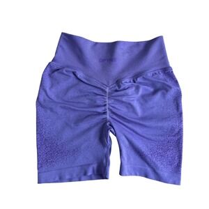 DFYNE Dynamic Seamless Shorts Purple Marl High Waisted Scrunch Gym Womens Small